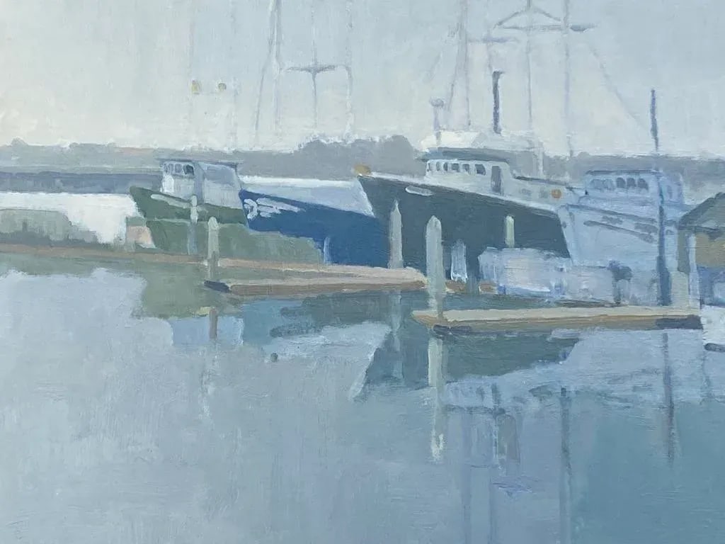 Contemporary Plein Air California Impressionist Boat Harbor Sailing Signed Paul Strahm - 4