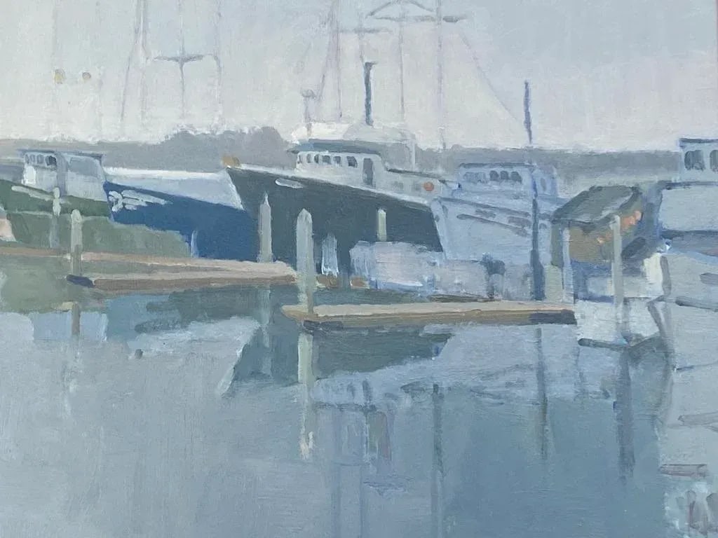 Contemporary Plein Air California Impressionist Boat Harbor Sailing Signed Paul Strahm - 5