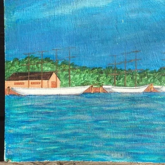 Vintage Folk Art Seascape Painting - 4