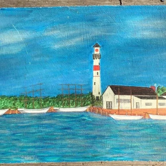 Vintage Folk Art Seascape Painting - 6