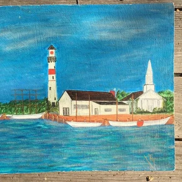 Vintage Folk Art Seascape Painting - 7