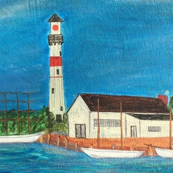Vintage Folk Art Seascape Painting - 9