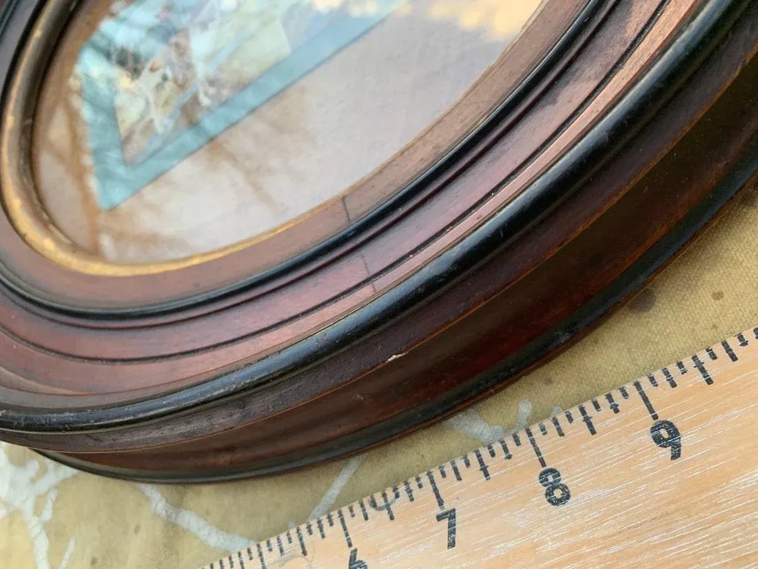 1800s Cowboy on the Prairie Stereoscope Photograph in Antique Oval Frame - 3