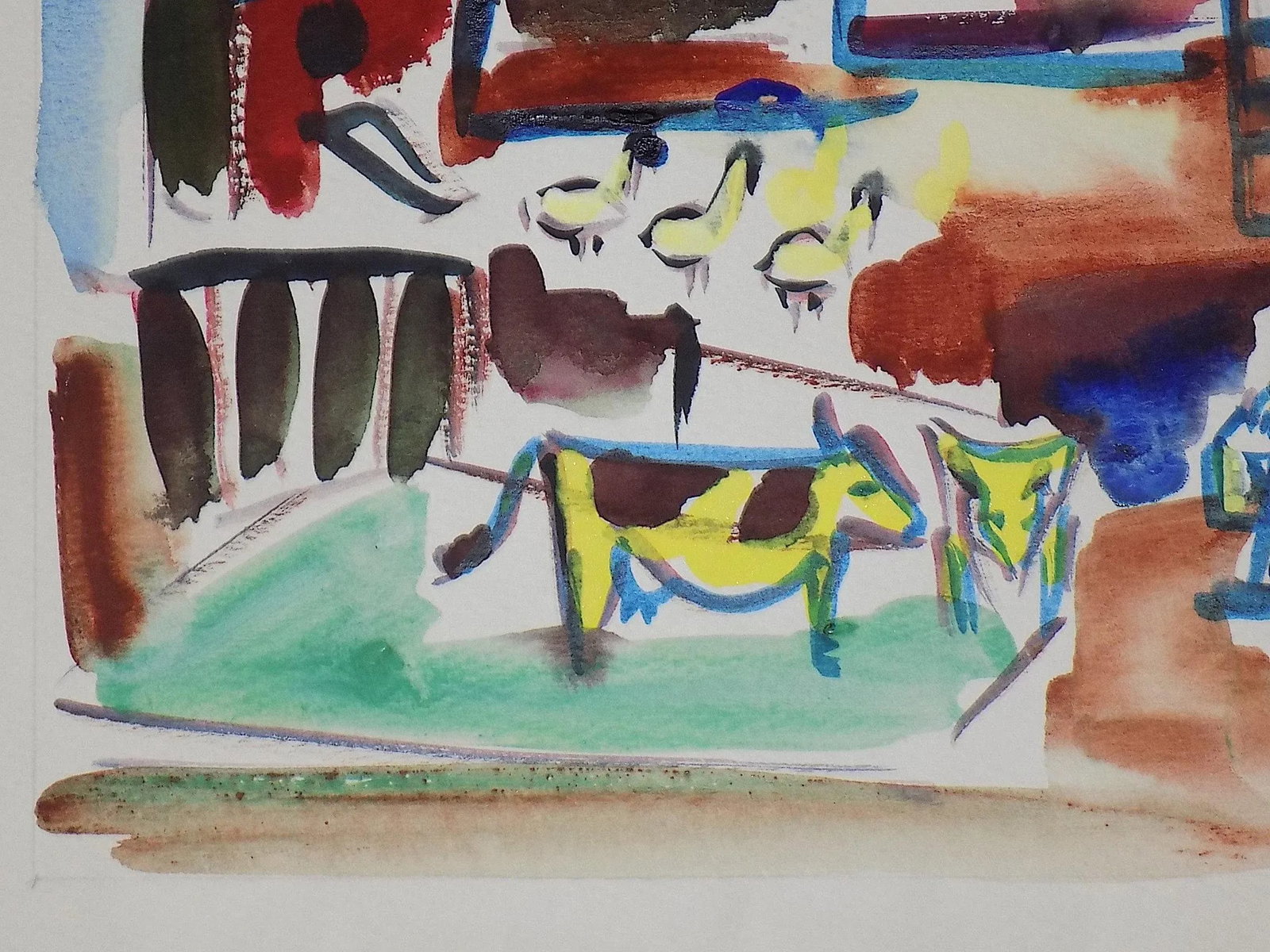 Vintage Original Mid 20th Century Listed Wpa Artist Signed Expressionist Farm Landscape Watercolor - 3