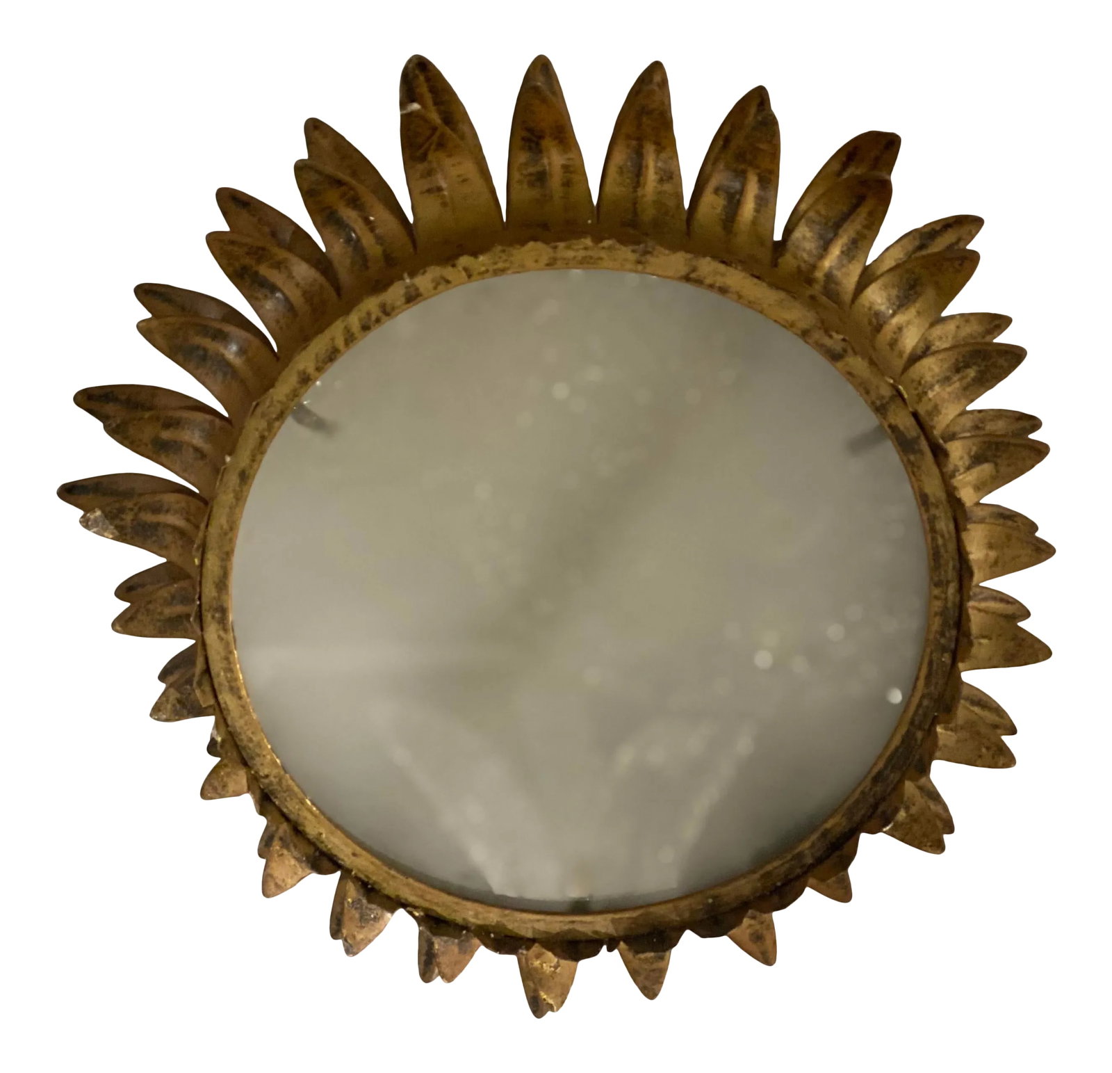 1940s Italian Gilt Metal Light Fixture: A circa 1940's Italian gilt metal light fixture with interior lights and glass Inset Condition: Alterations: Original Condition Unaltered Imperfections: Some Imperfections Condition Notes: Great Mater