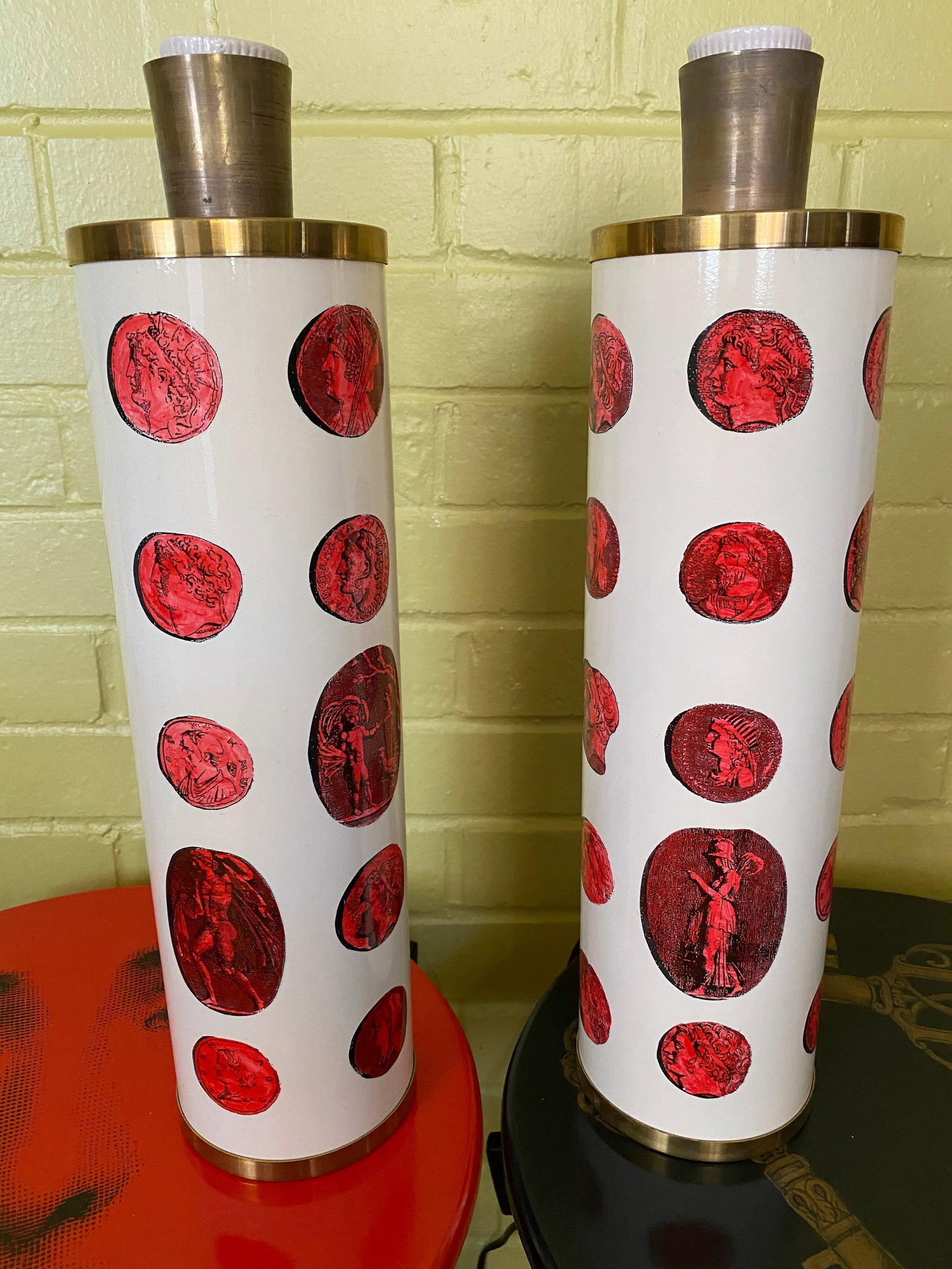Piero Fornasetti Roman Coin Italian Table Lamps - a Pair - 10