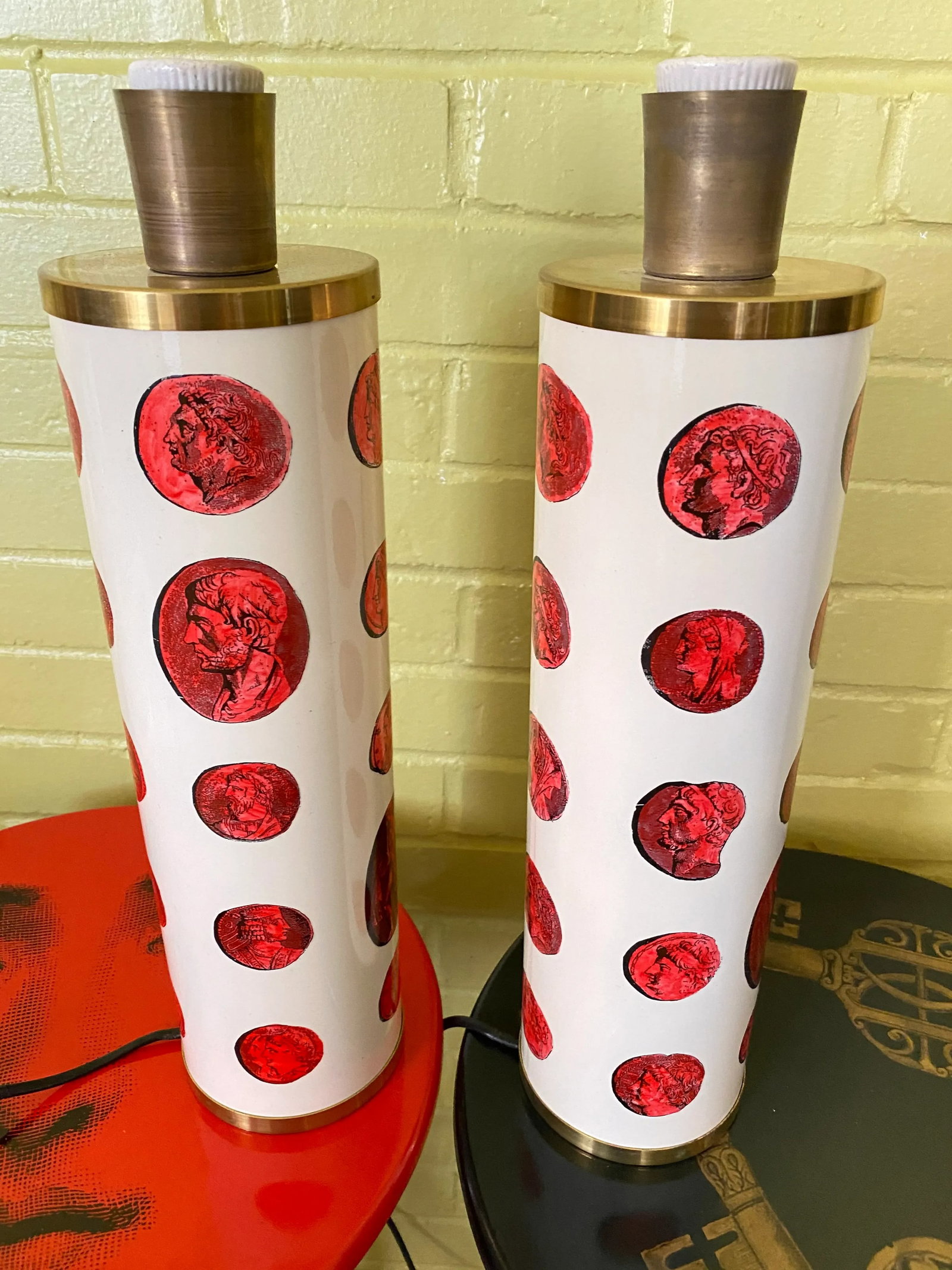 Piero Fornasetti Roman Coin Italian Table Lamps - a Pair - 6