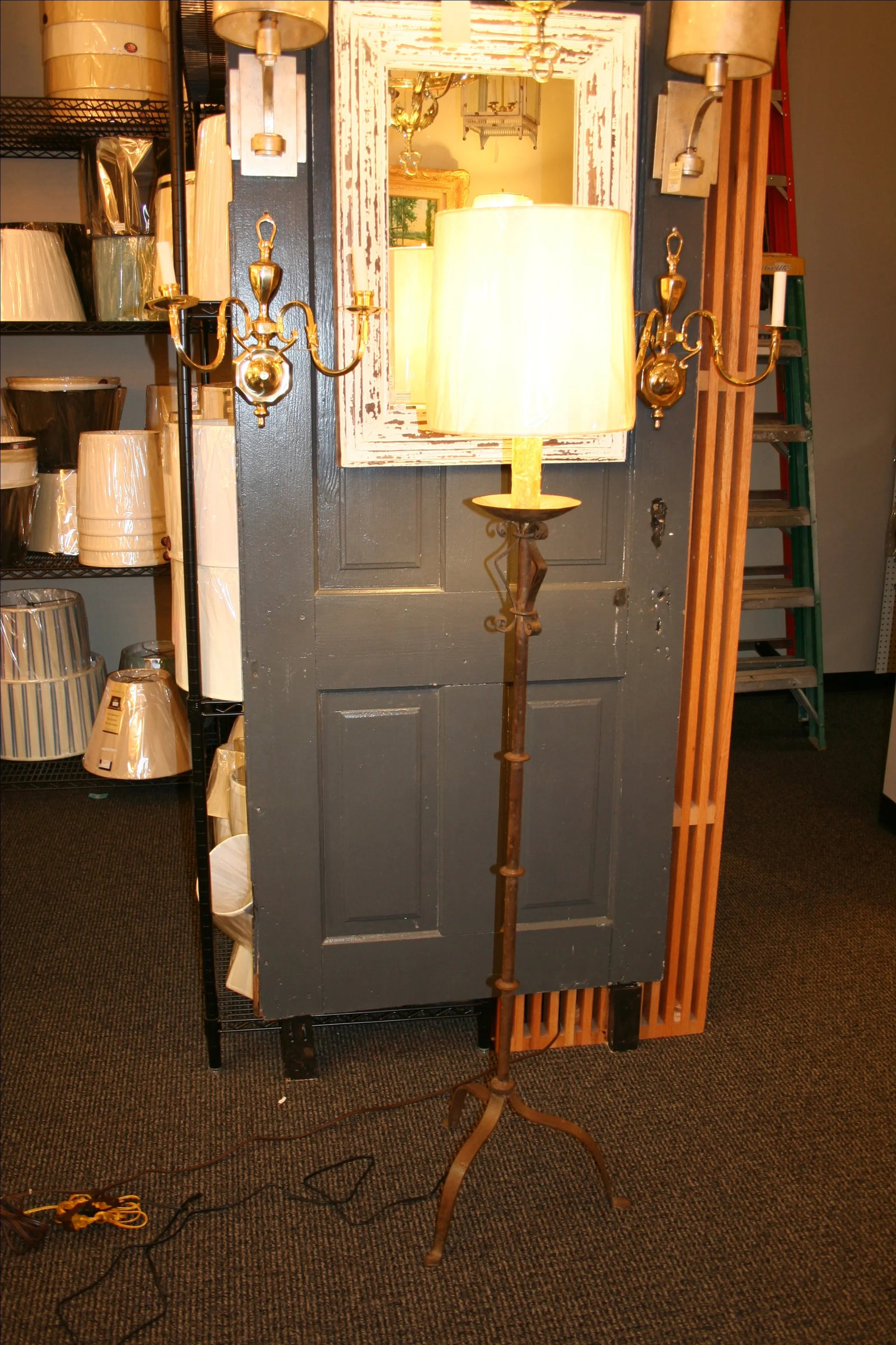 Vintage French Tole Candlestick Floor Lamp - 3