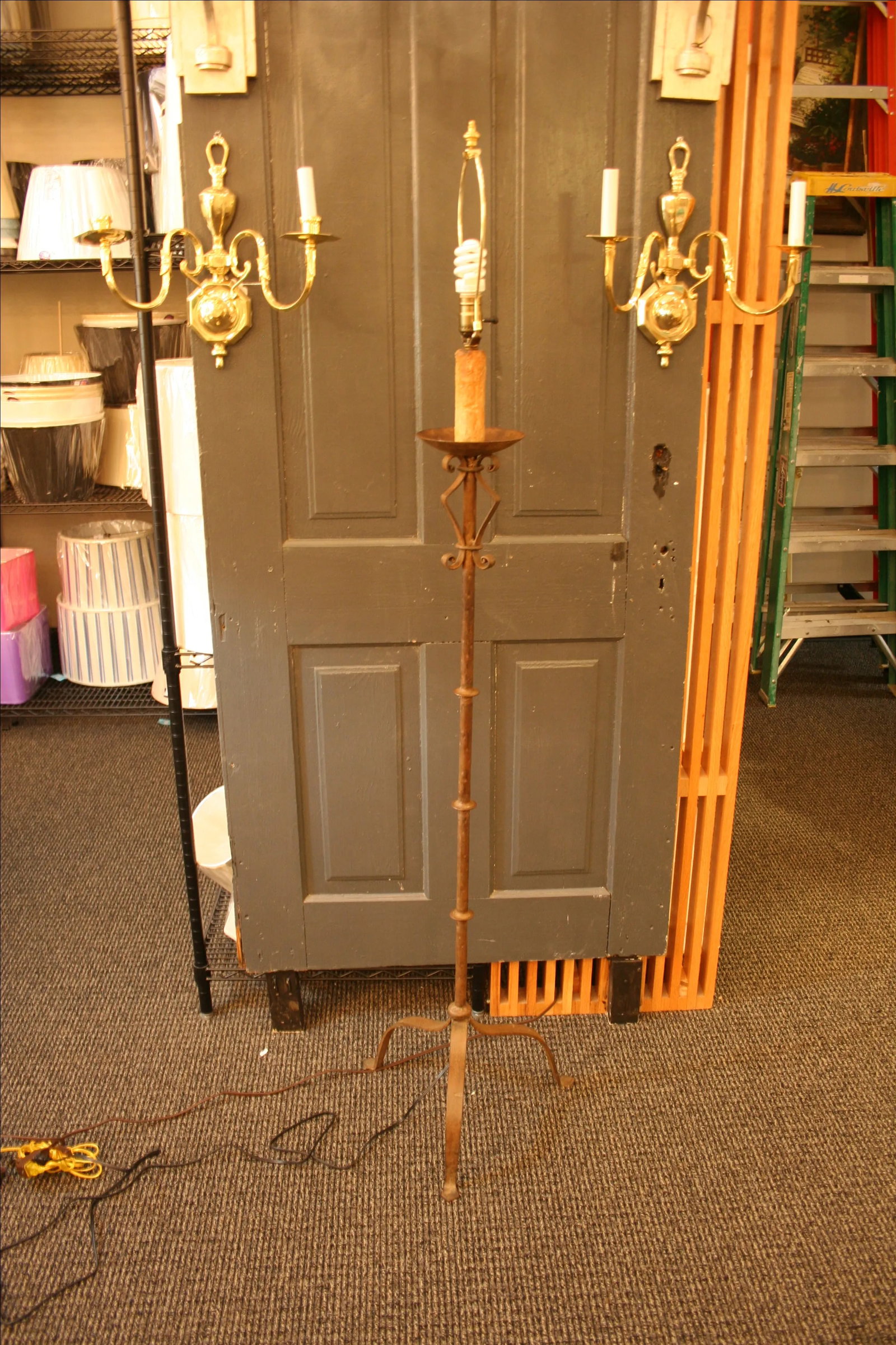 Vintage French Tole Candlestick Floor Lamp - 5