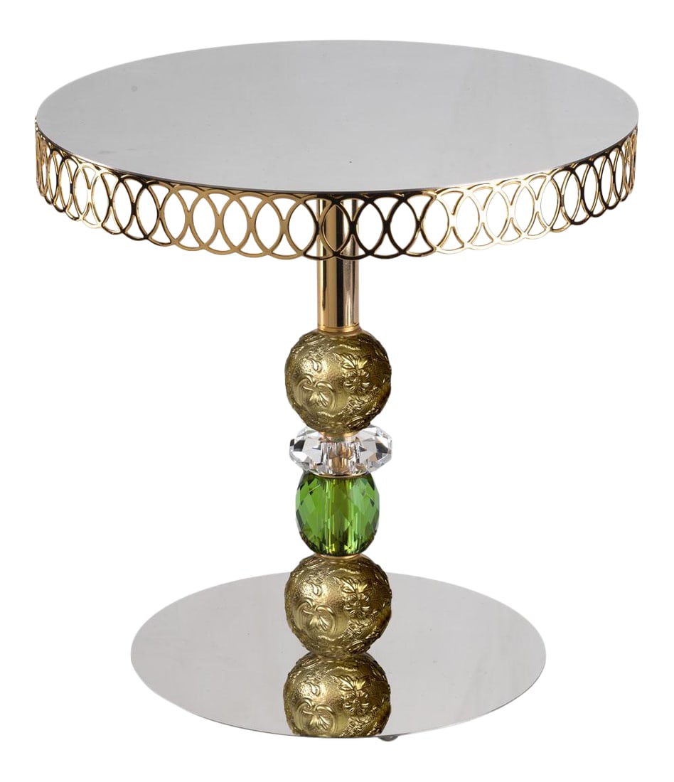 Contemporary Villari Home Couture Taormina Medium Cake Stand: Taormina Medium Cake Stand Full Antique Gold, Villari Home Couture, Made in Italy. Condition: Imperfections: No Imperfections Origin: Italy Materials & Techniques: Gold Finish, Silver Details: