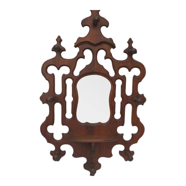 Victorian Walnut Hanging Hat-rack And Mirror (1 of 7)