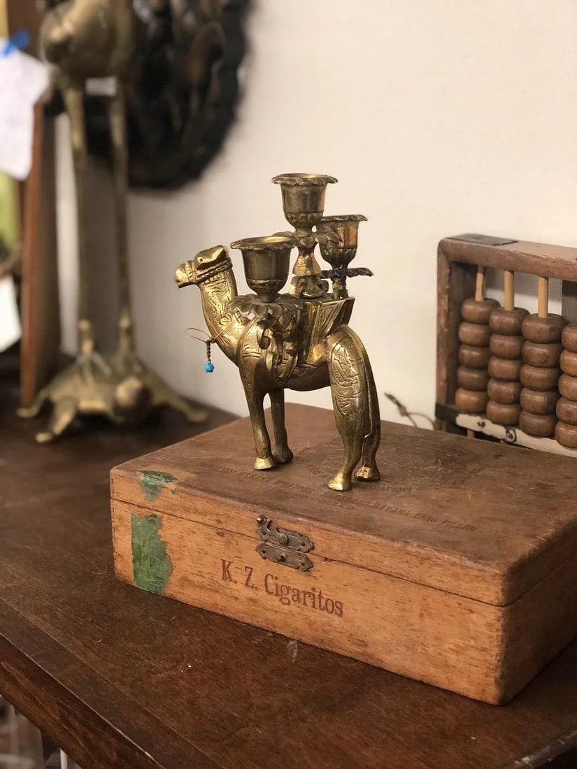 Vintage Brass Camel Candle Holder - 2