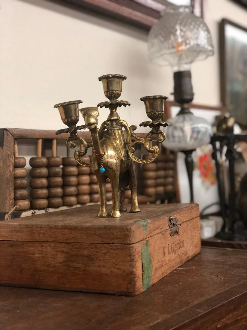 Vintage Brass Camel Candle Holder - 4