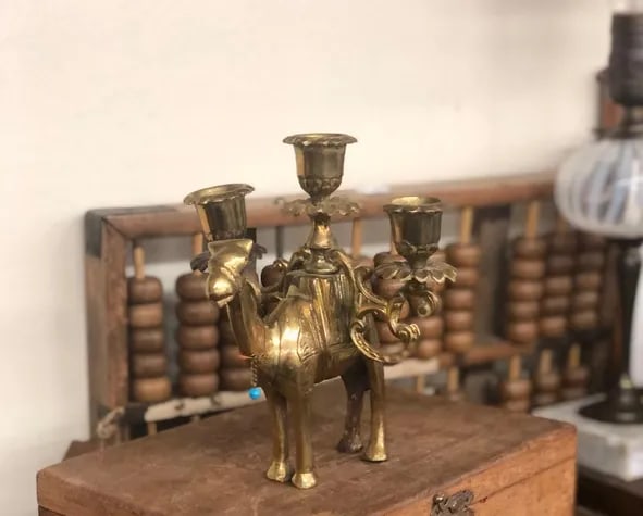 Vintage Brass Camel Candle Holder - 6