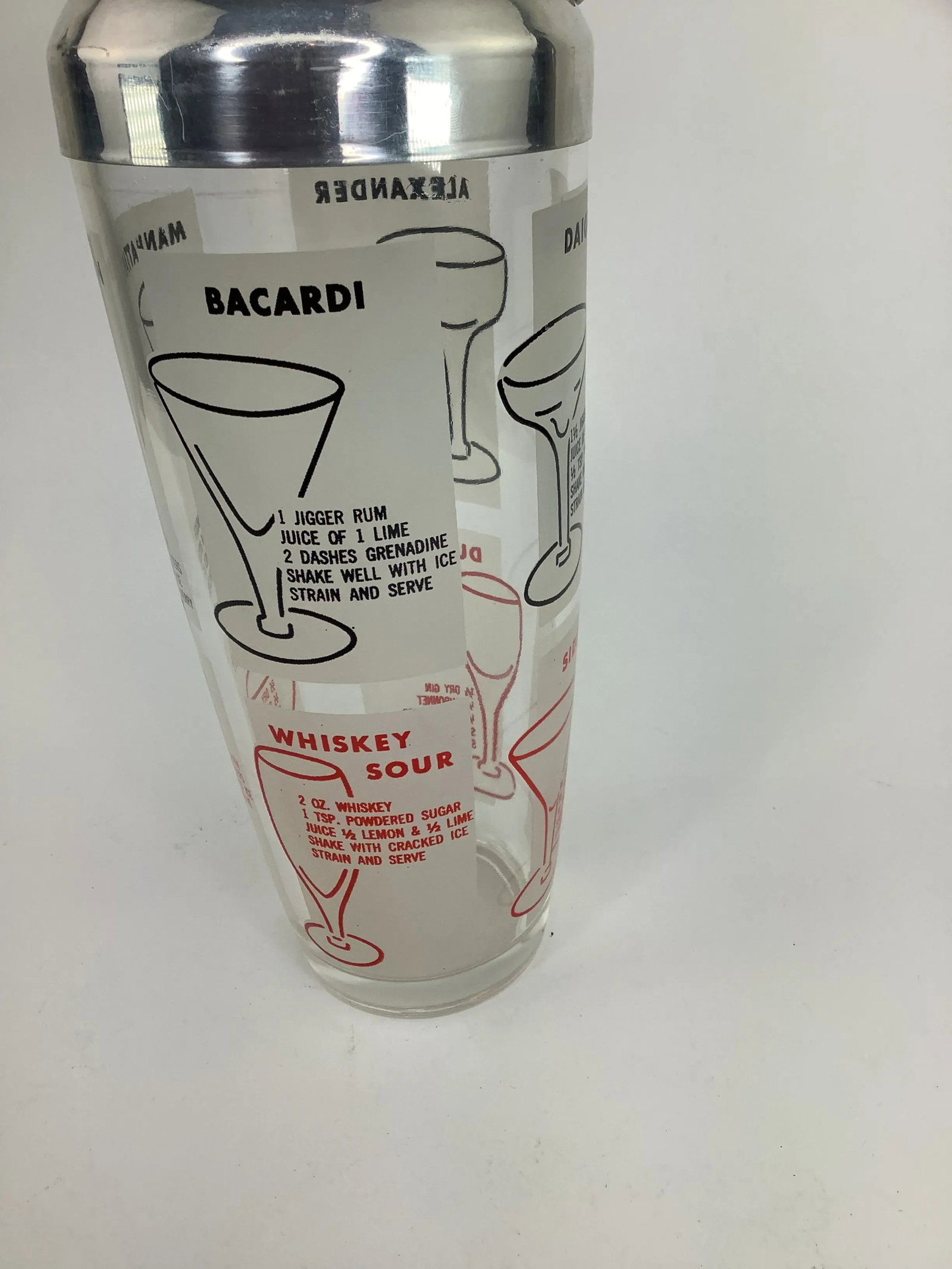 Vintage Cocktail Shaker With Drink Recipes - 3