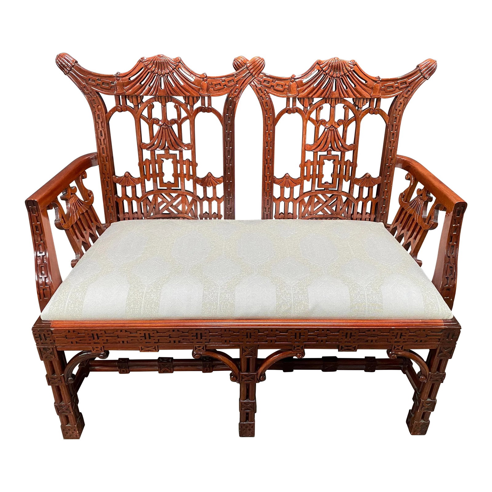 Chinese Chippendale Pagoda Settee (1 of 11)