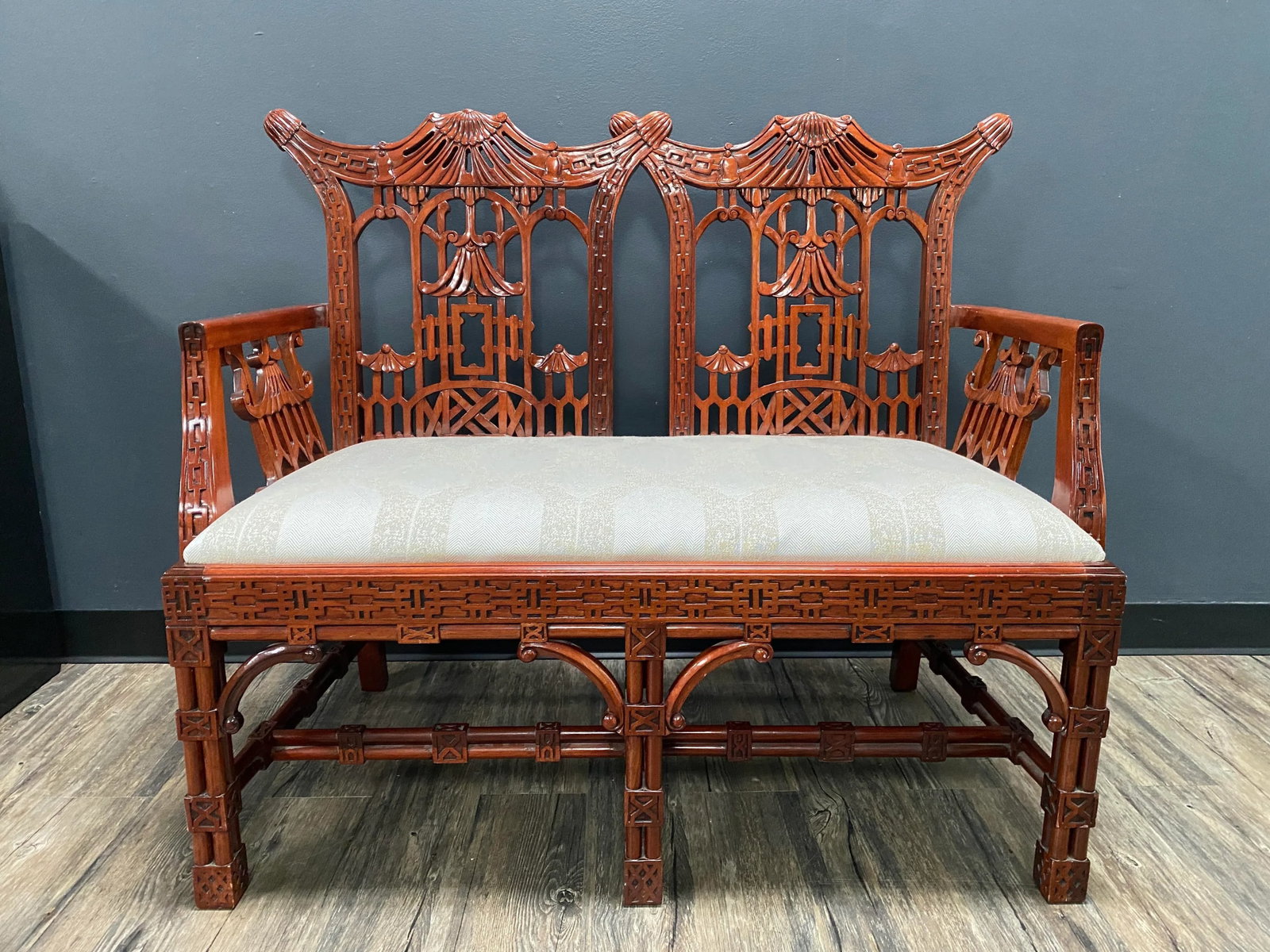 Chinese Chippendale Pagoda Settee - 2