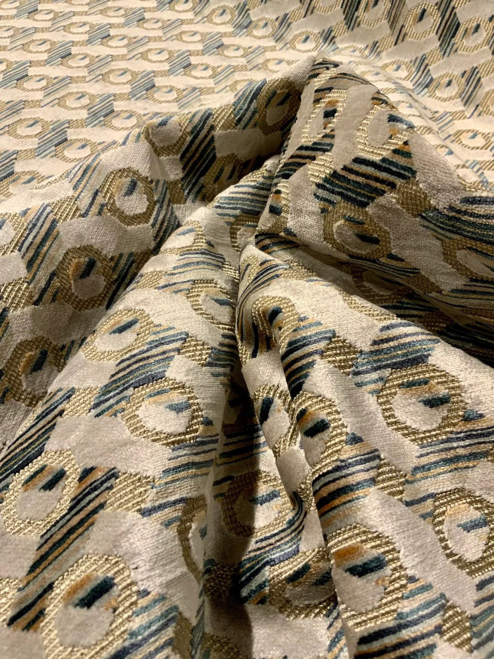 Caracole Geometric Cut Velvet Multipurpose Designer Fabric - 5 Yards - 3