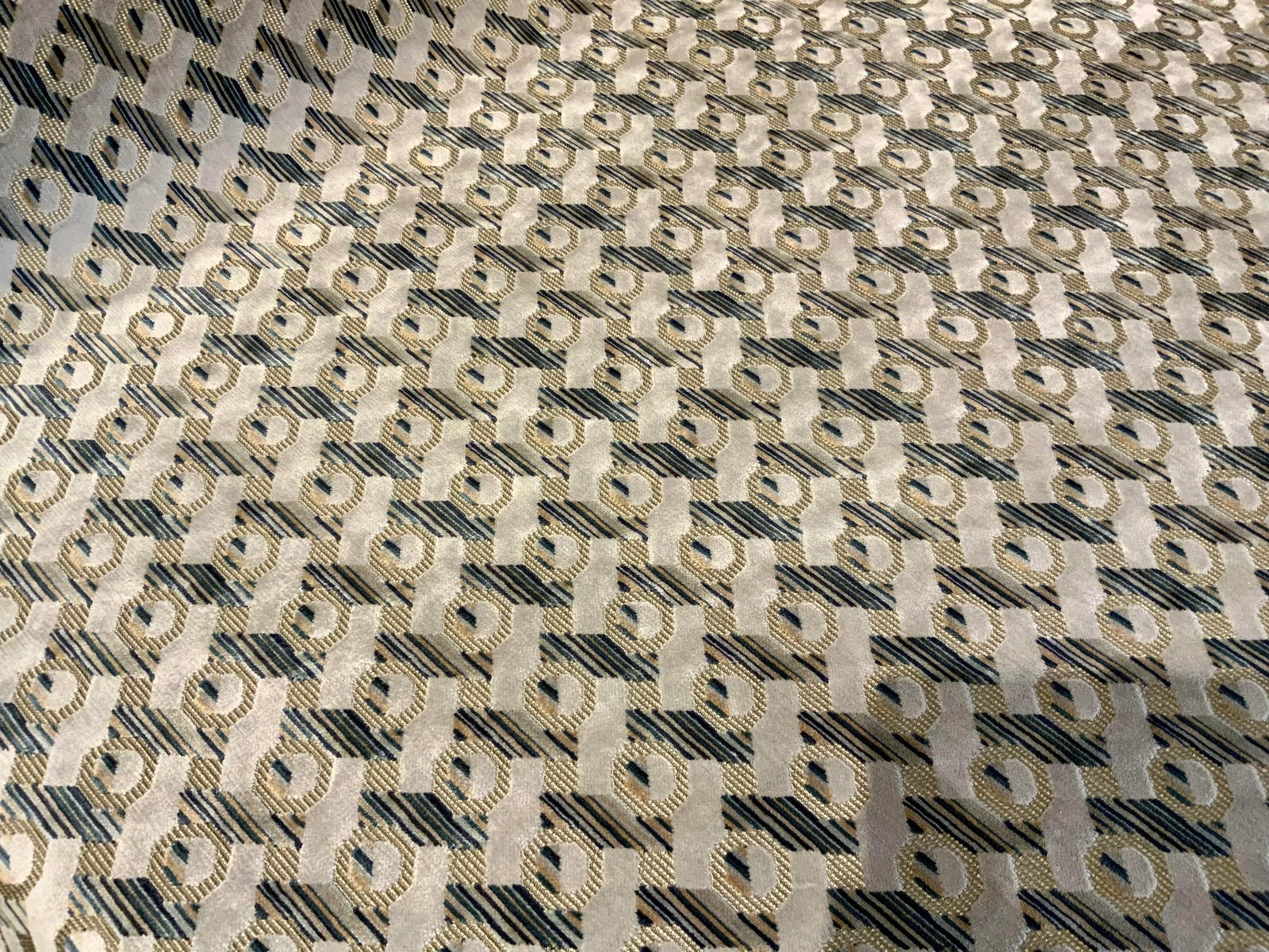 Caracole Geometric Cut Velvet Multipurpose Designer Fabric - 5 Yards - 4