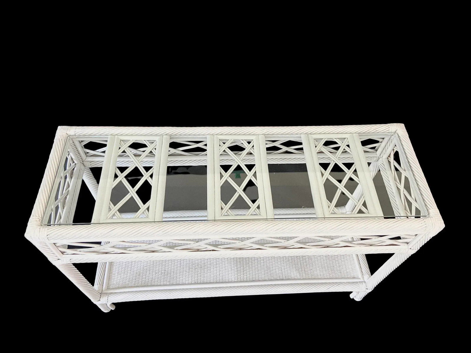 Vintage Ficks Reed Rattan Two Tier Console Sofa Entryway Table - 6