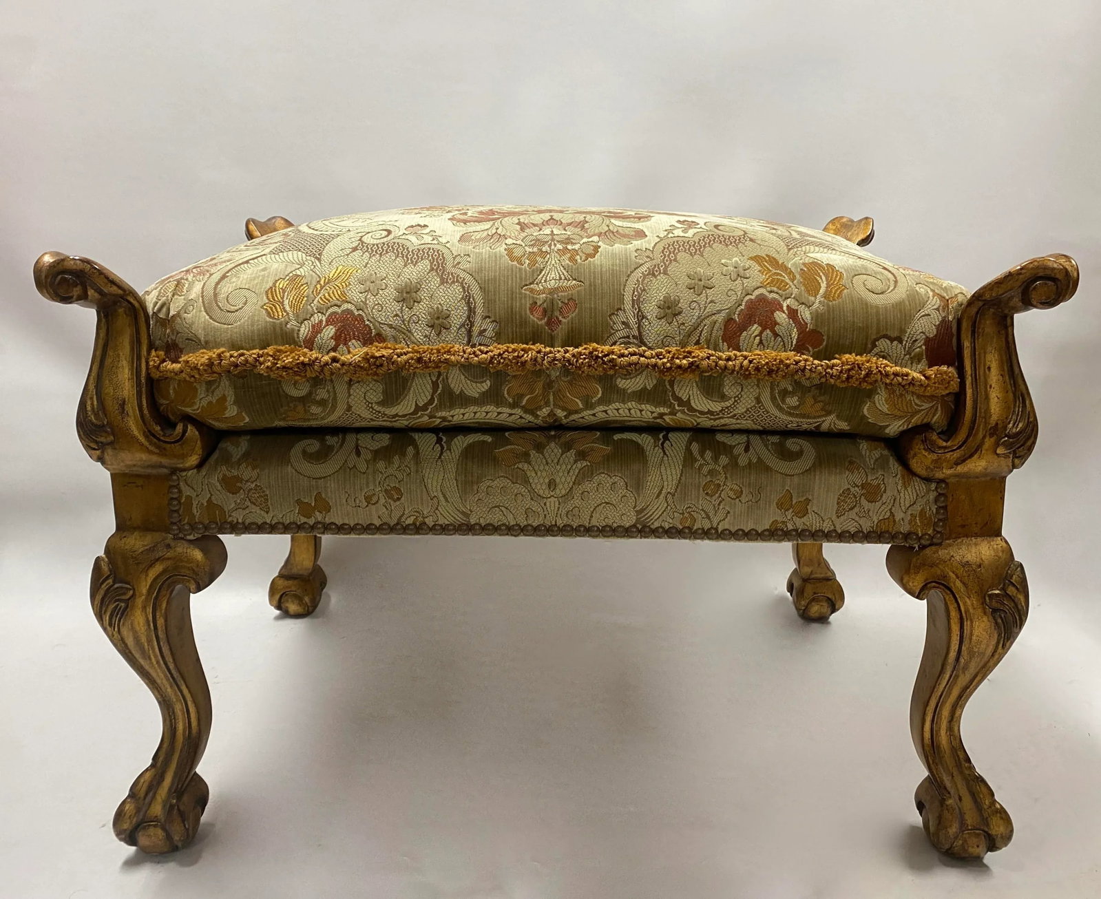 French Style Stools With Antique Gold Finish - a Pair - 2