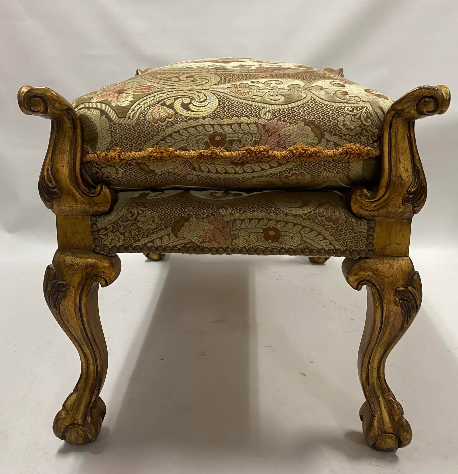 French Style Stools With Antique Gold Finish - a Pair - 3