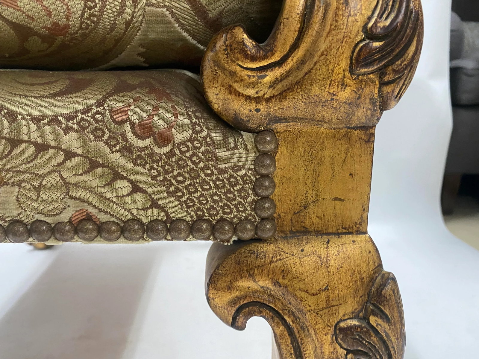 French Style Stools With Antique Gold Finish - a Pair - 5