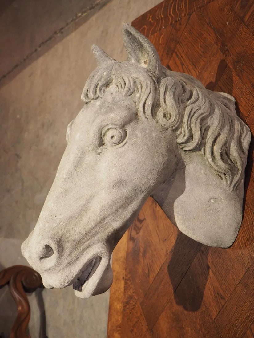 Carved Limestone Horsehead From Italy - 10