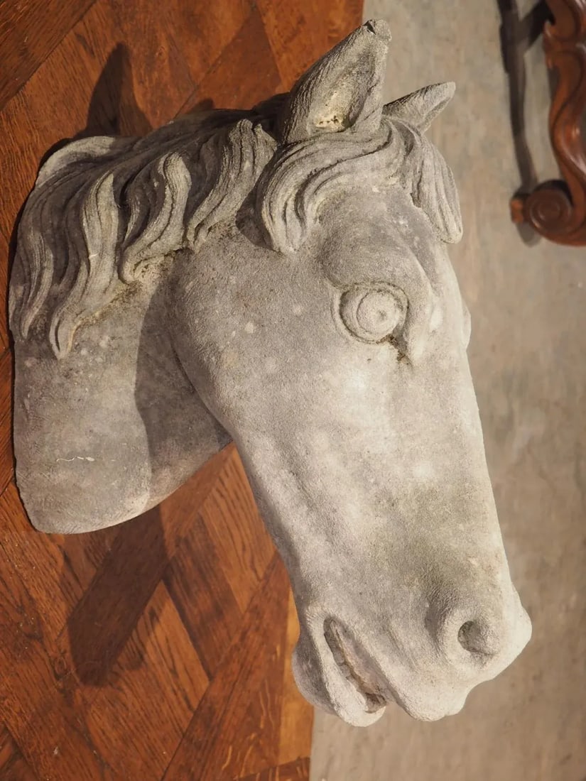 Carved Limestone Horsehead From Italy - 11
