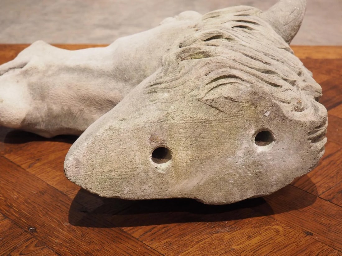 Carved Limestone Horsehead From Italy - 5