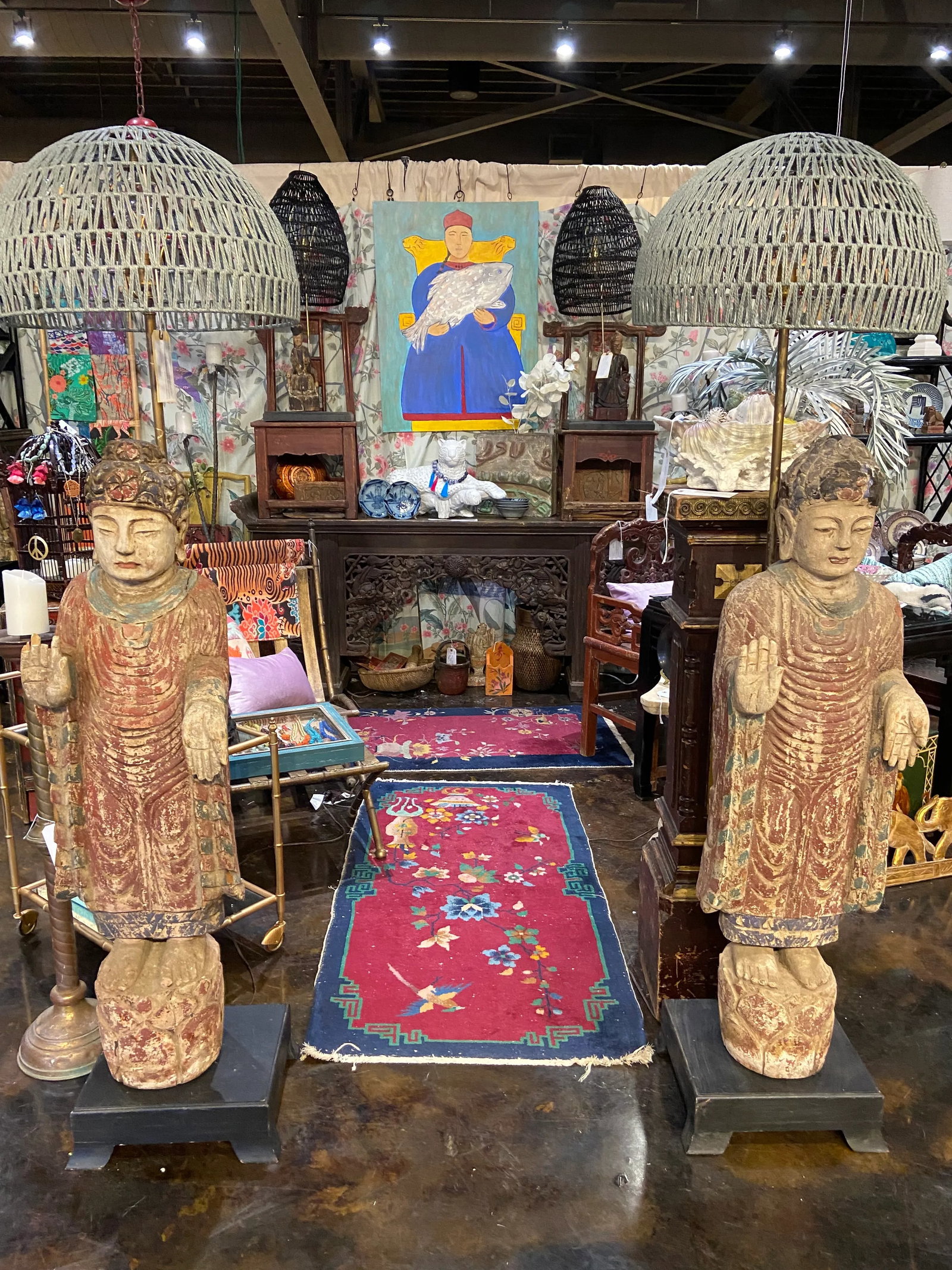 Antique Chinese Rug With Butterflies, Vases and Flowers - 12