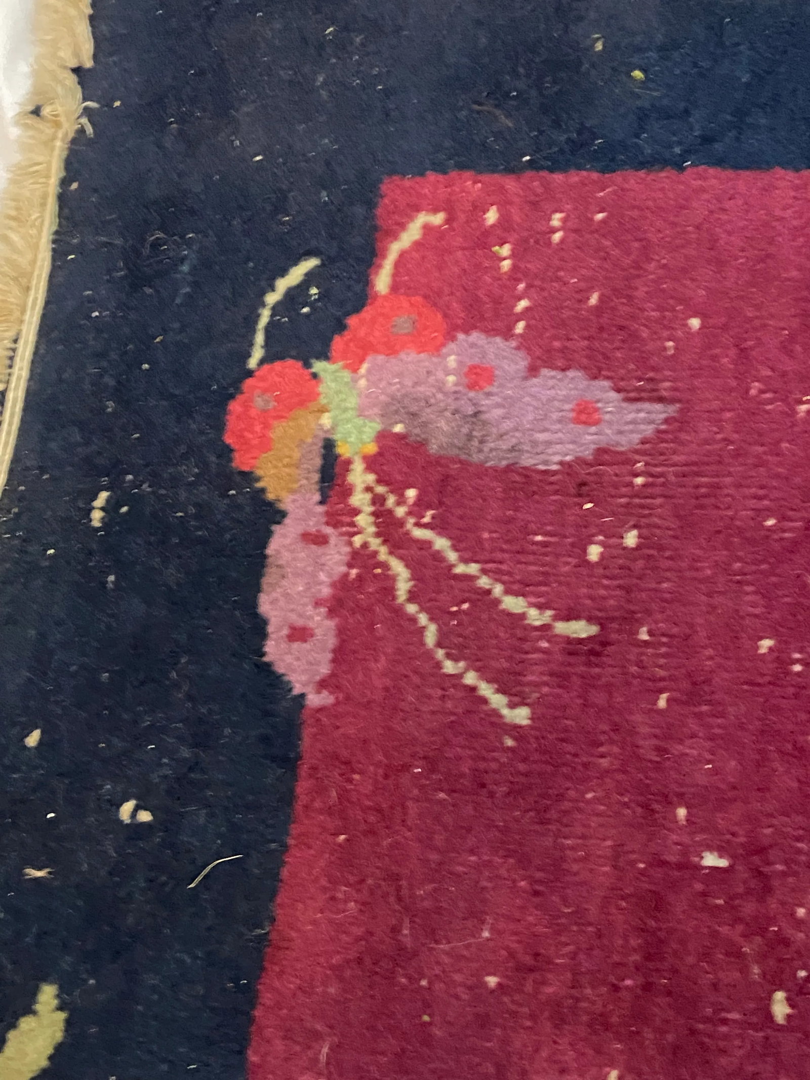 Antique Chinese Rug With Butterflies, Vases and Flowers - 3