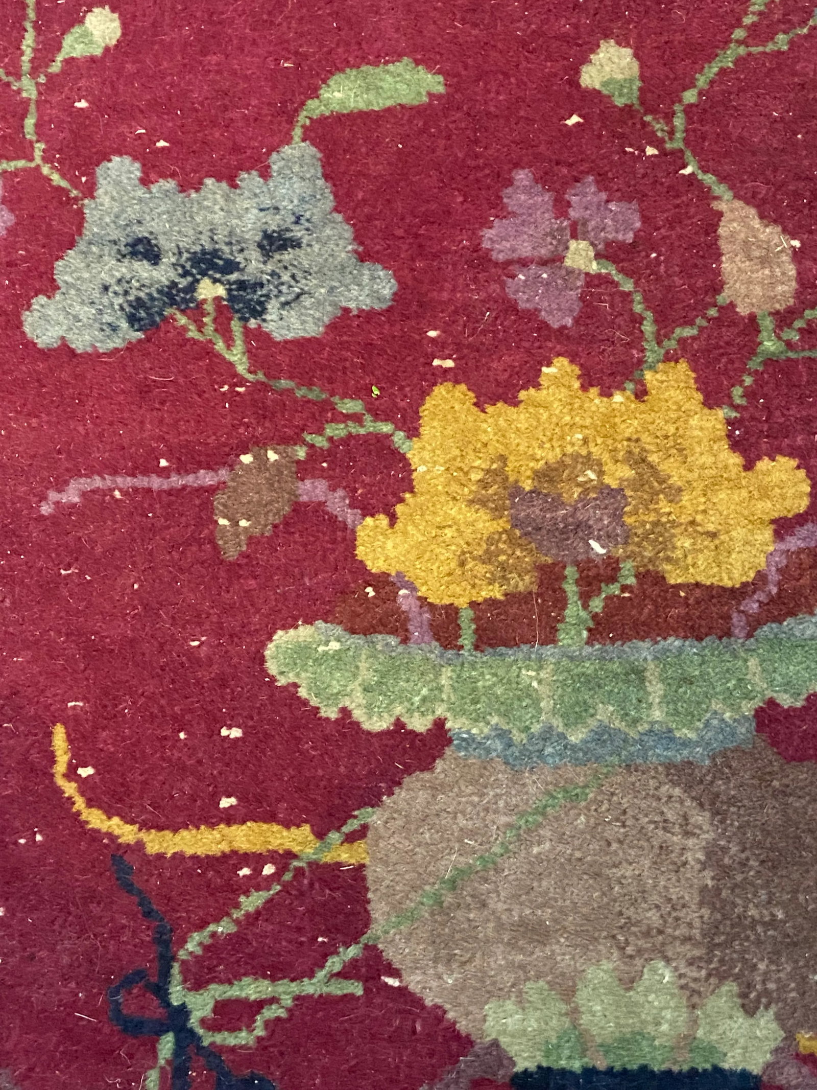 Antique Chinese Rug With Butterflies, Vases and Flowers - 4