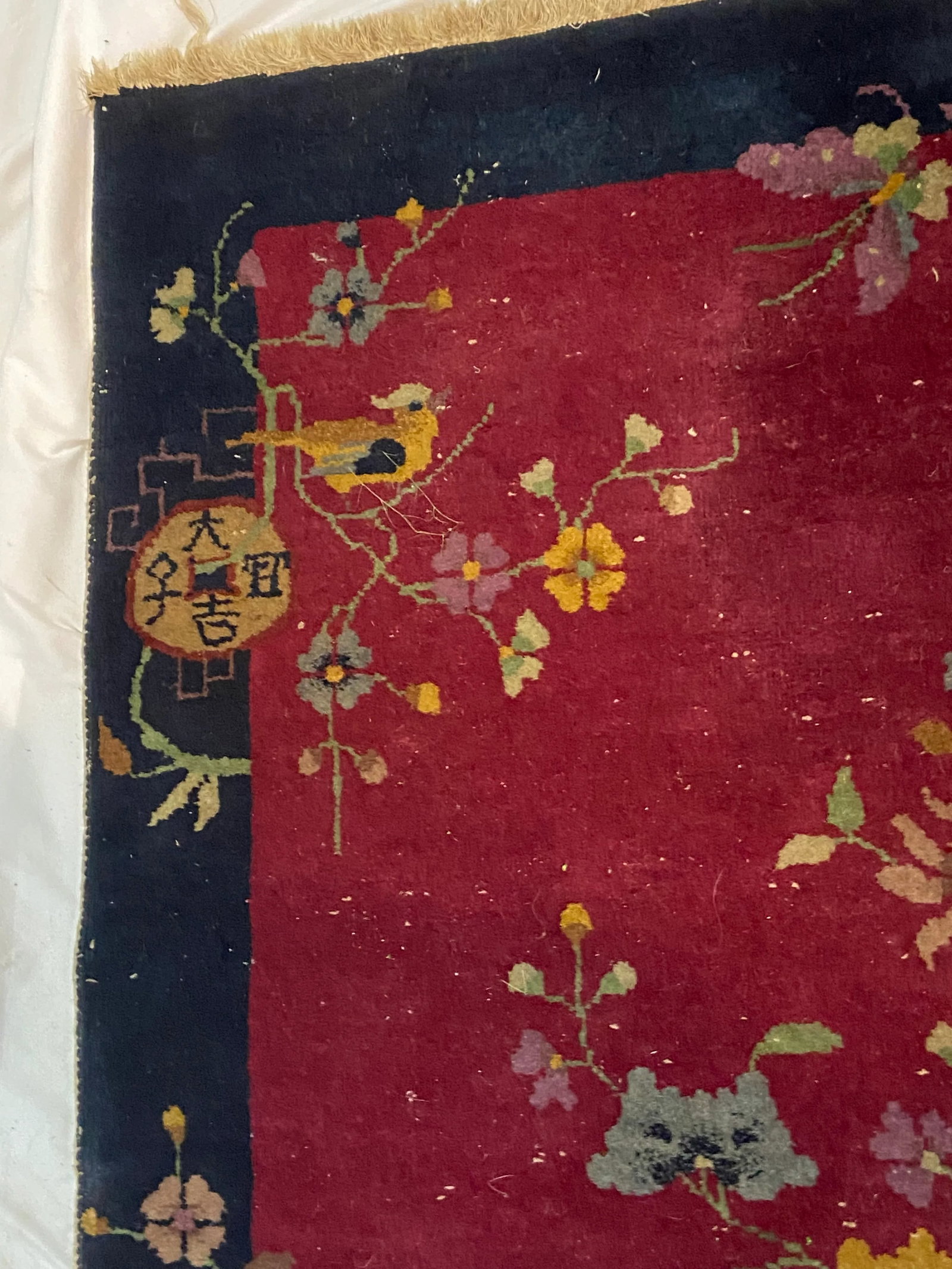 Antique Chinese Rug With Butterflies, Vases and Flowers - 5