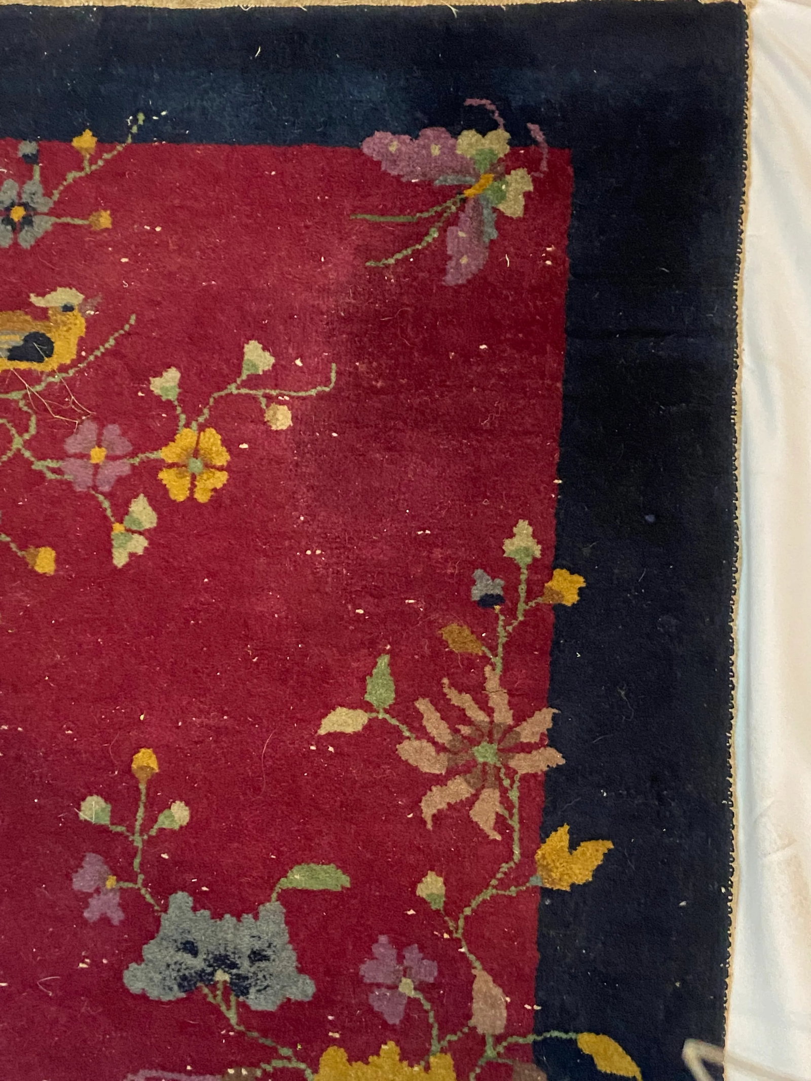 Antique Chinese Rug With Butterflies, Vases and Flowers - 7