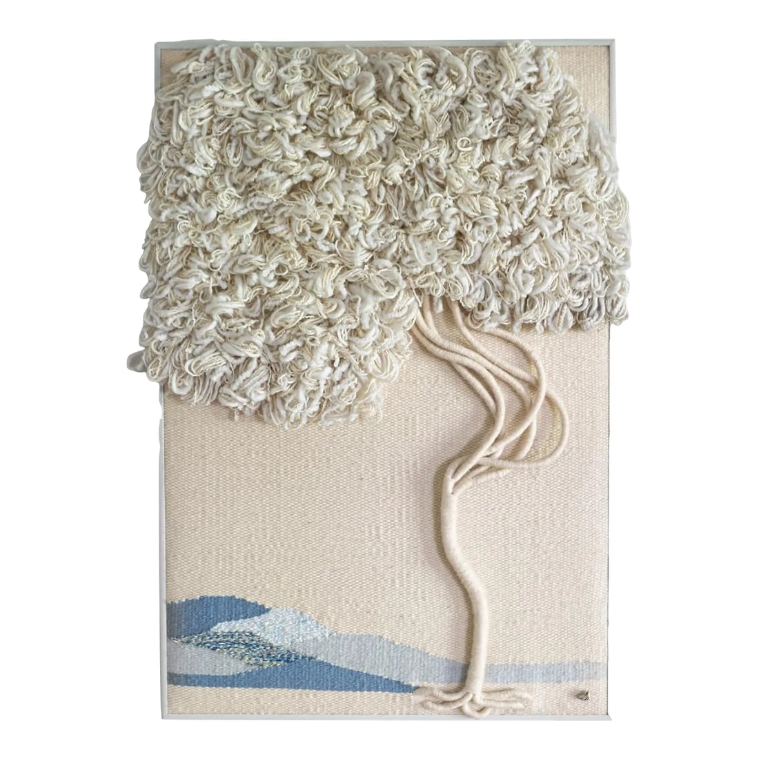 Vintage 1980s Fiber Art Tapestry Weaving of Tree in Landscape by Artist Sandra Leigh Robbins (1 of 8)