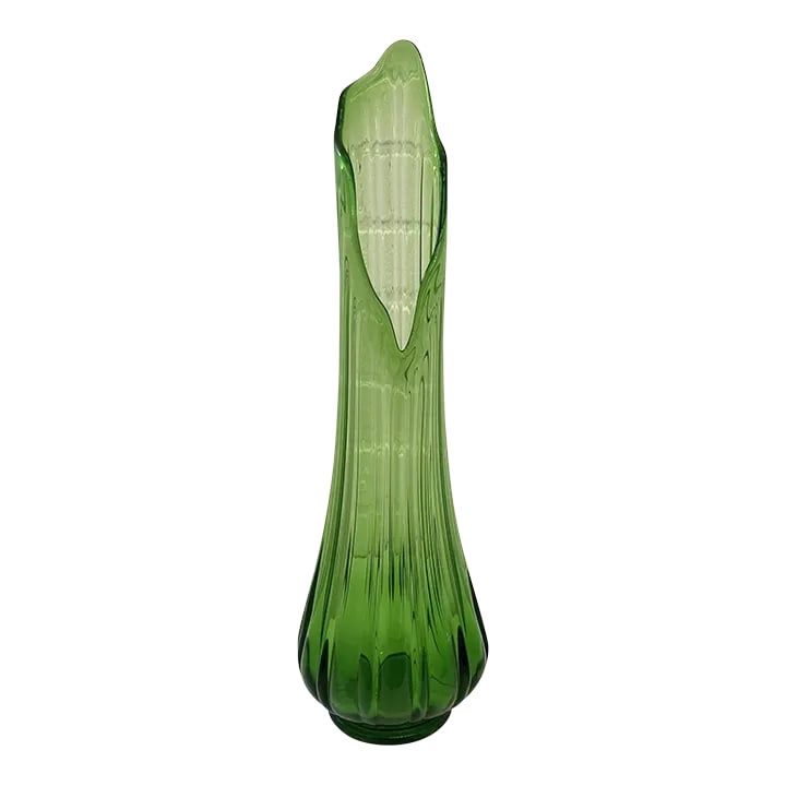 Vintage 1960s Viking Green Floor Vase, Ribbed Blown Glass Vase: Viking Green Floor Vase. Made in the 1960s. 211/2"H x 61/4"D 1960s Vintage Large Green Ribbed Blown Glass Vase Condition: Alterations: Original Condition Unaltered Imperfections: Some Imperfections