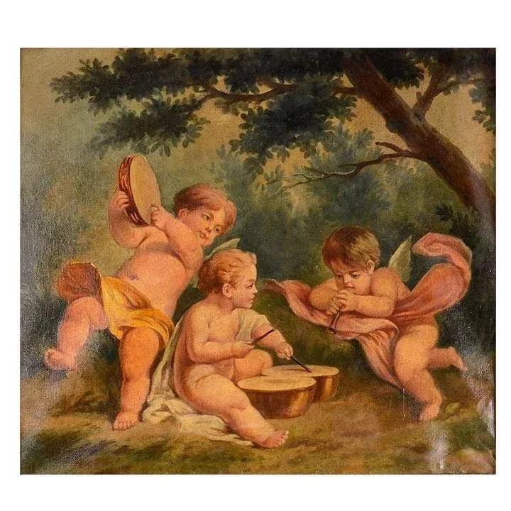 1880's French Gilt Framed Oil Painting Trumeau Mirror - 2