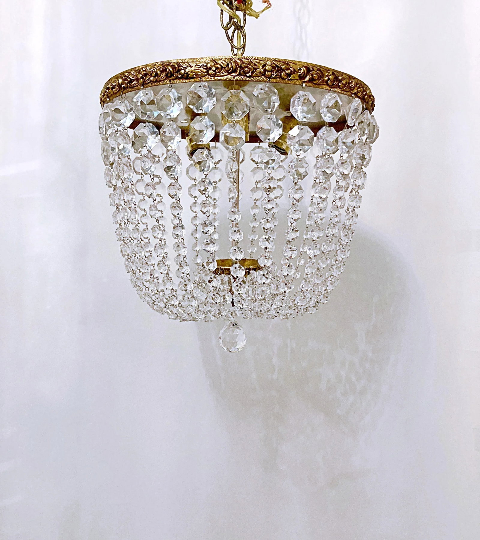 1950s Portuguese Bronze Basket Chandelier - 10