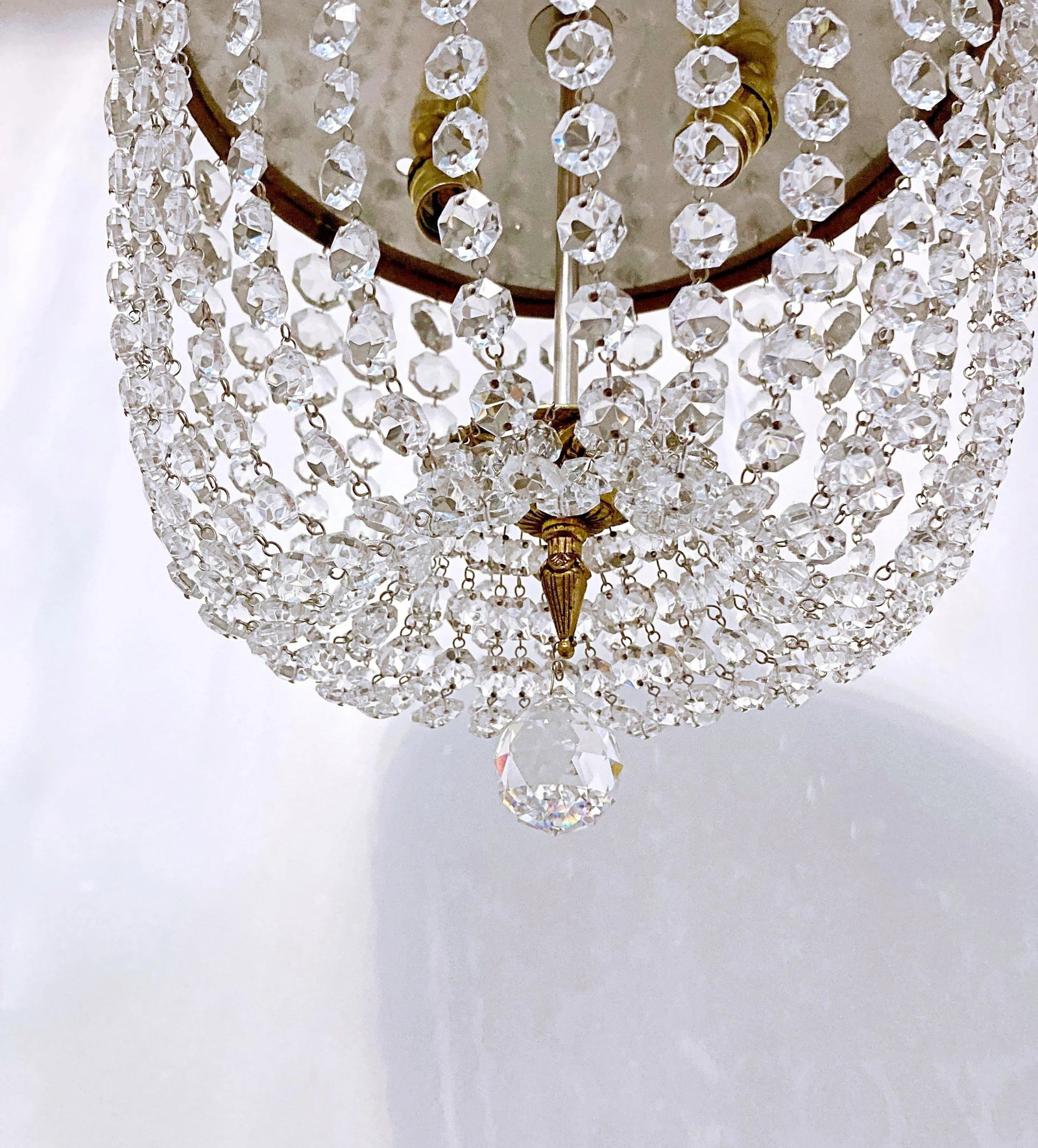 1950s Portuguese Bronze Basket Chandelier - 4