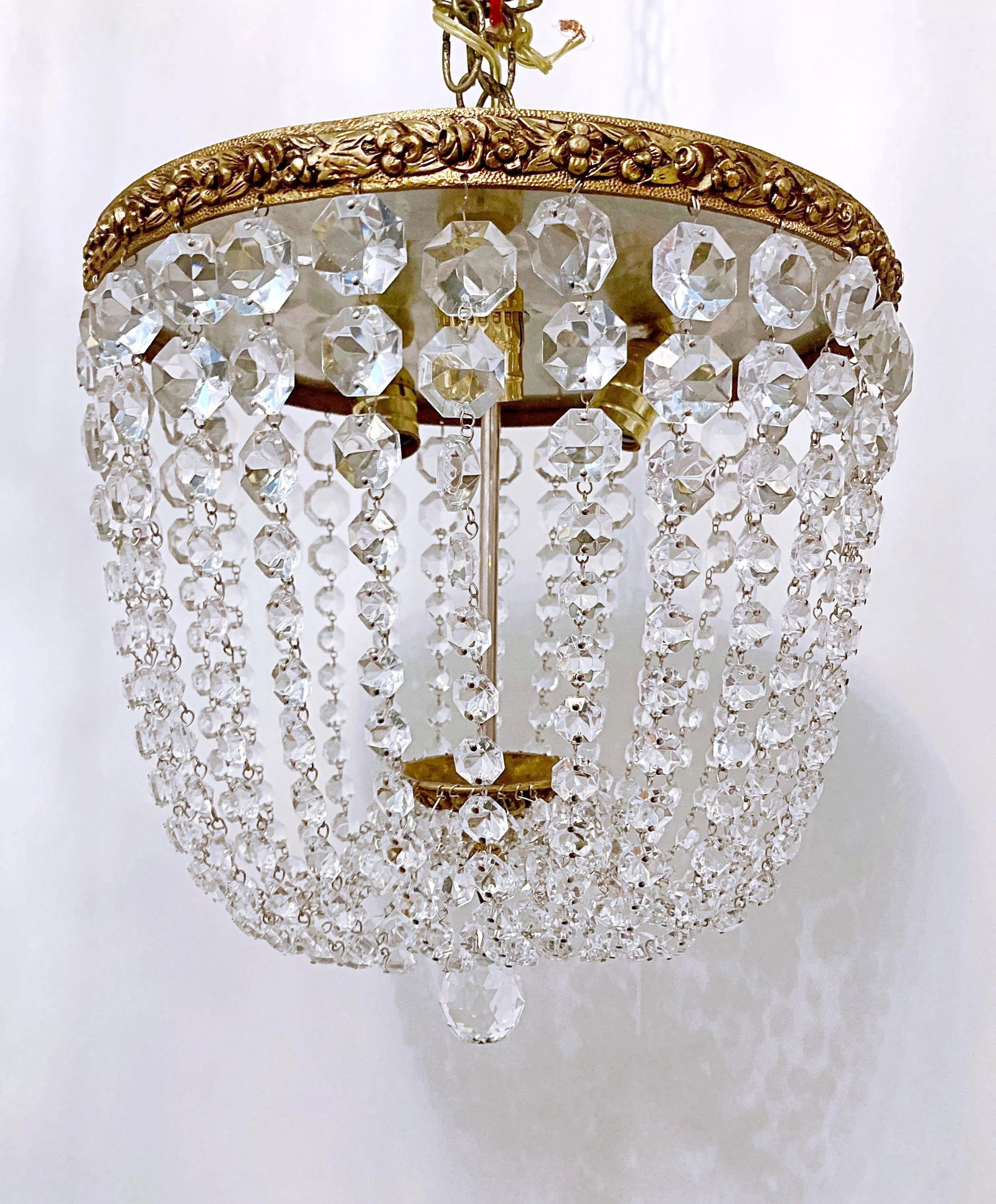 1950s Portuguese Bronze Basket Chandelier - 5