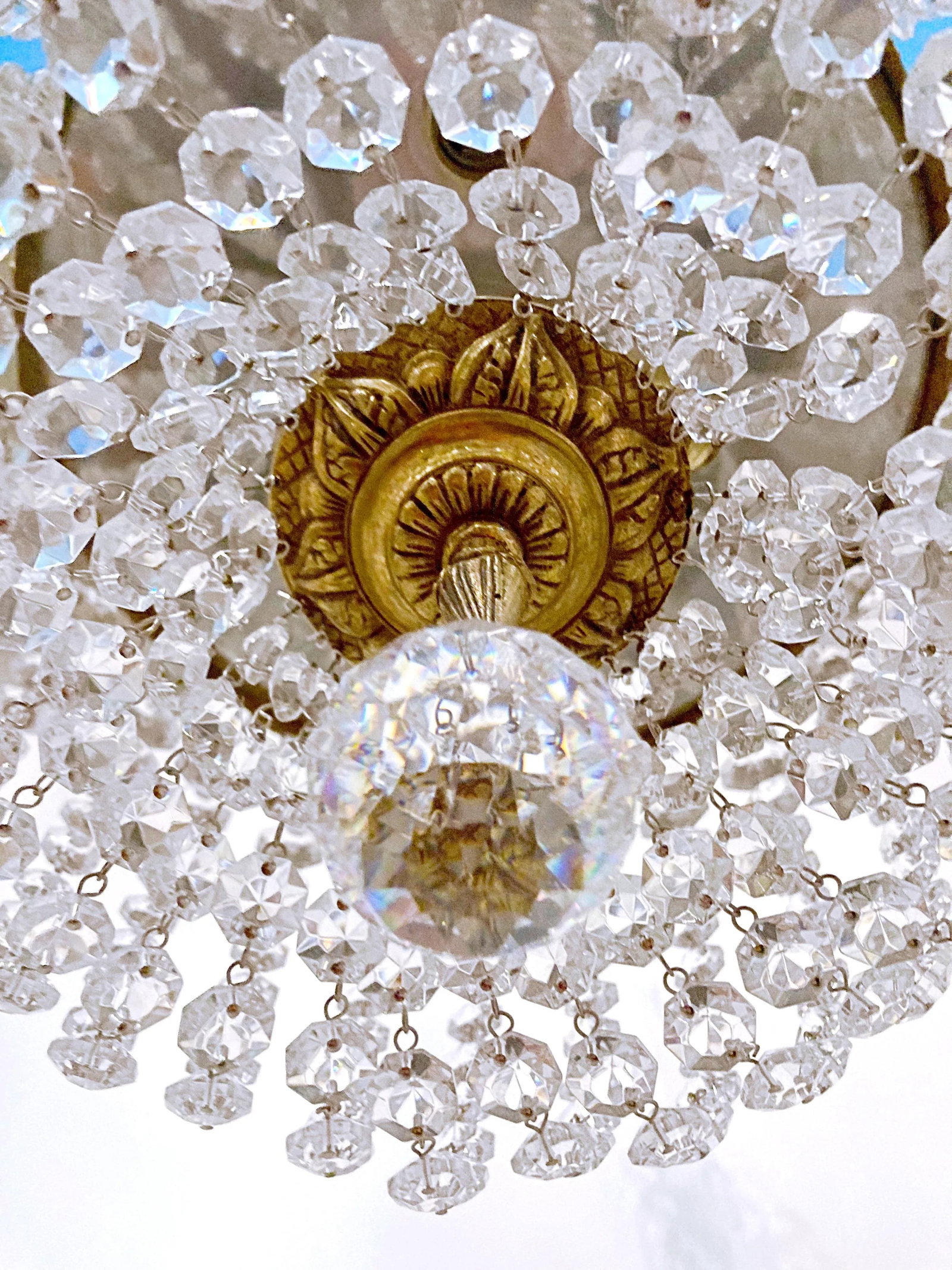 1950s Portuguese Bronze Basket Chandelier - 6