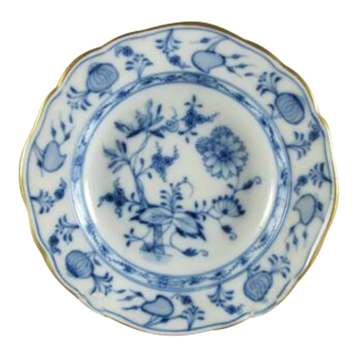 Antique German Meissen Oven and Porcelain Manufactory (Carl Teichert) Blue Onion Gold Trim Bread Pla (1 of 5)