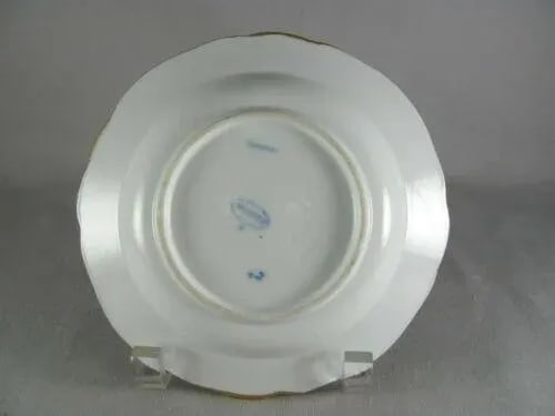 Antique German Meissen Oven and Porcelain Manufactory (Carl Teichert) Blue Onion Gold Trim Bread Pla - 3