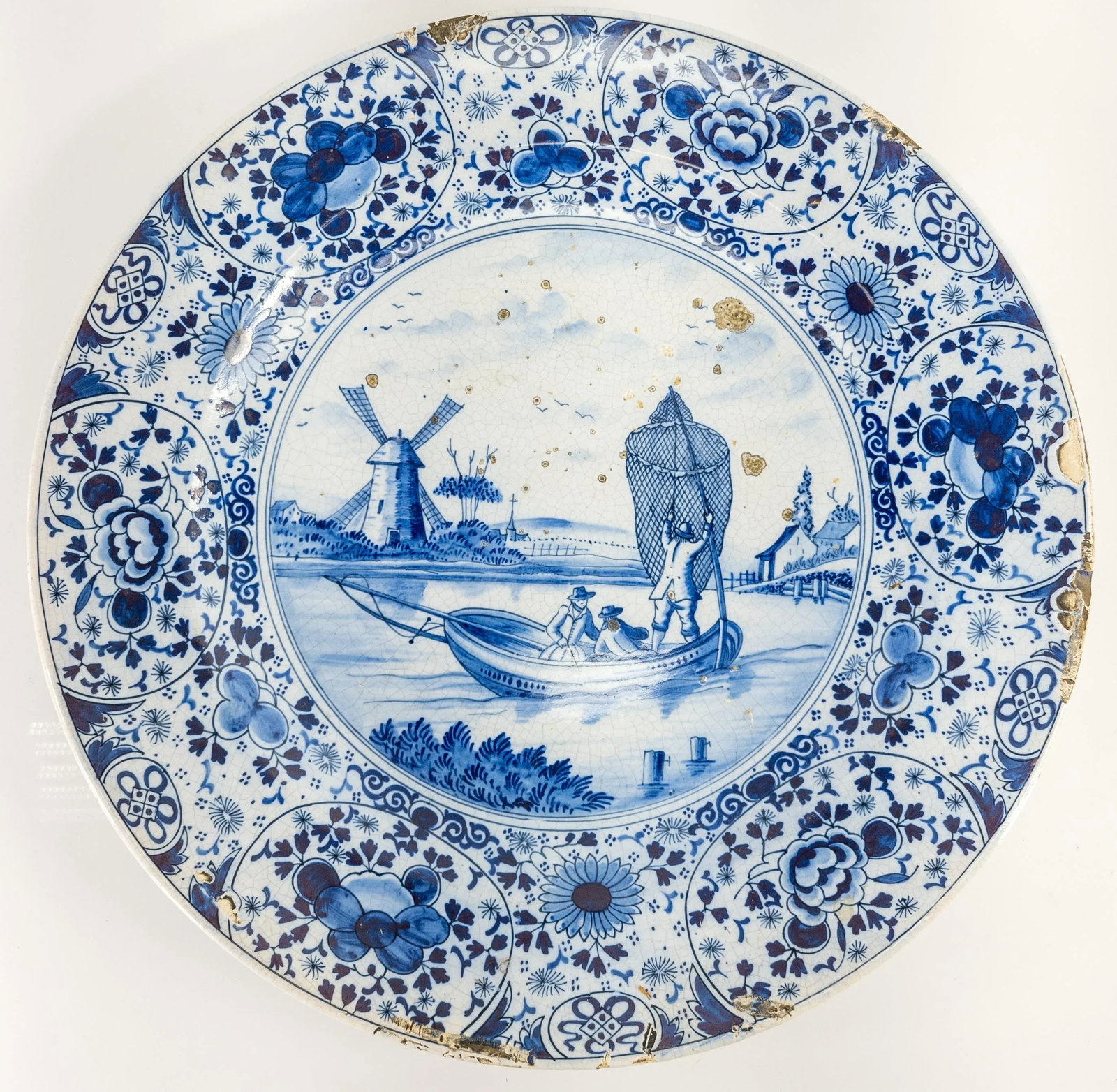 Dutch Delft Faience Blue and White Charger - 13