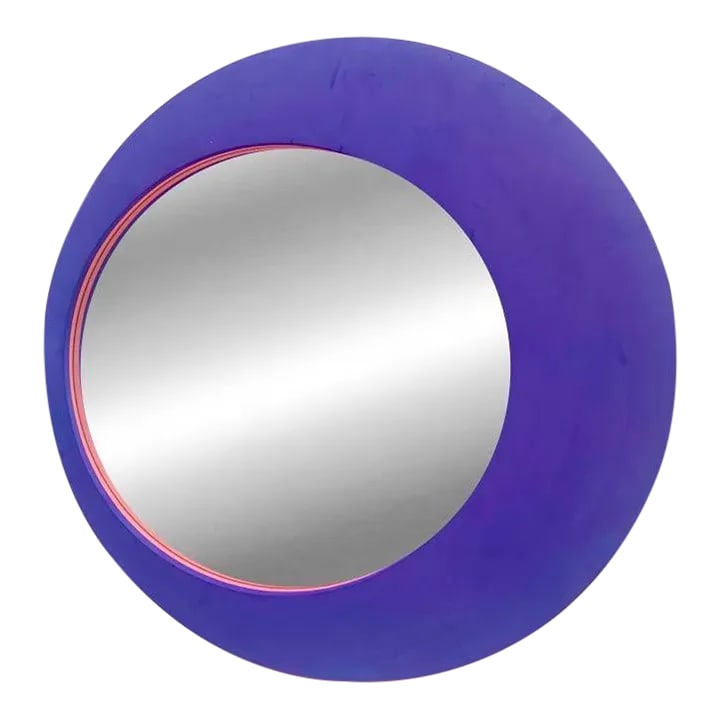 Vintage 1990s Ultraviolet Rubber Framed Mirror (1 of 7)