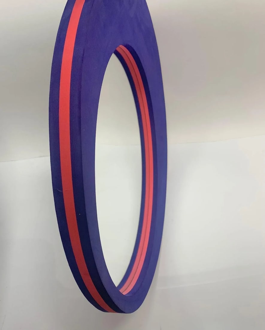 Vintage 1990s Ultraviolet Rubber Framed Mirror - 3
