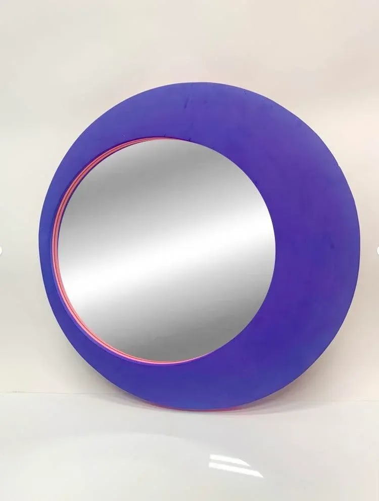 Vintage 1990s Ultraviolet Rubber Framed Mirror - 6