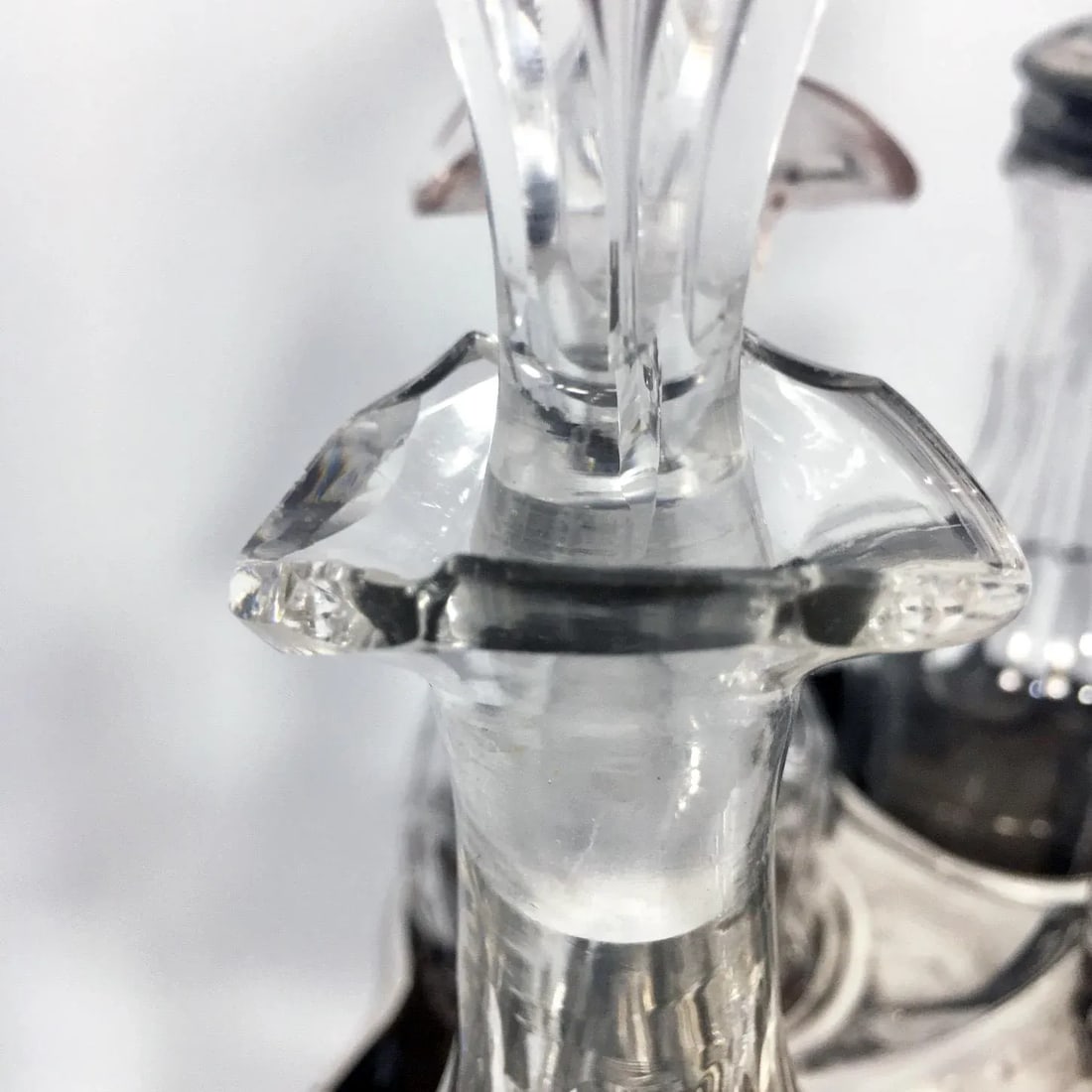 19th Century Cut Crystal & Silver Victorian Cruet Set- 6 Pieces - 6