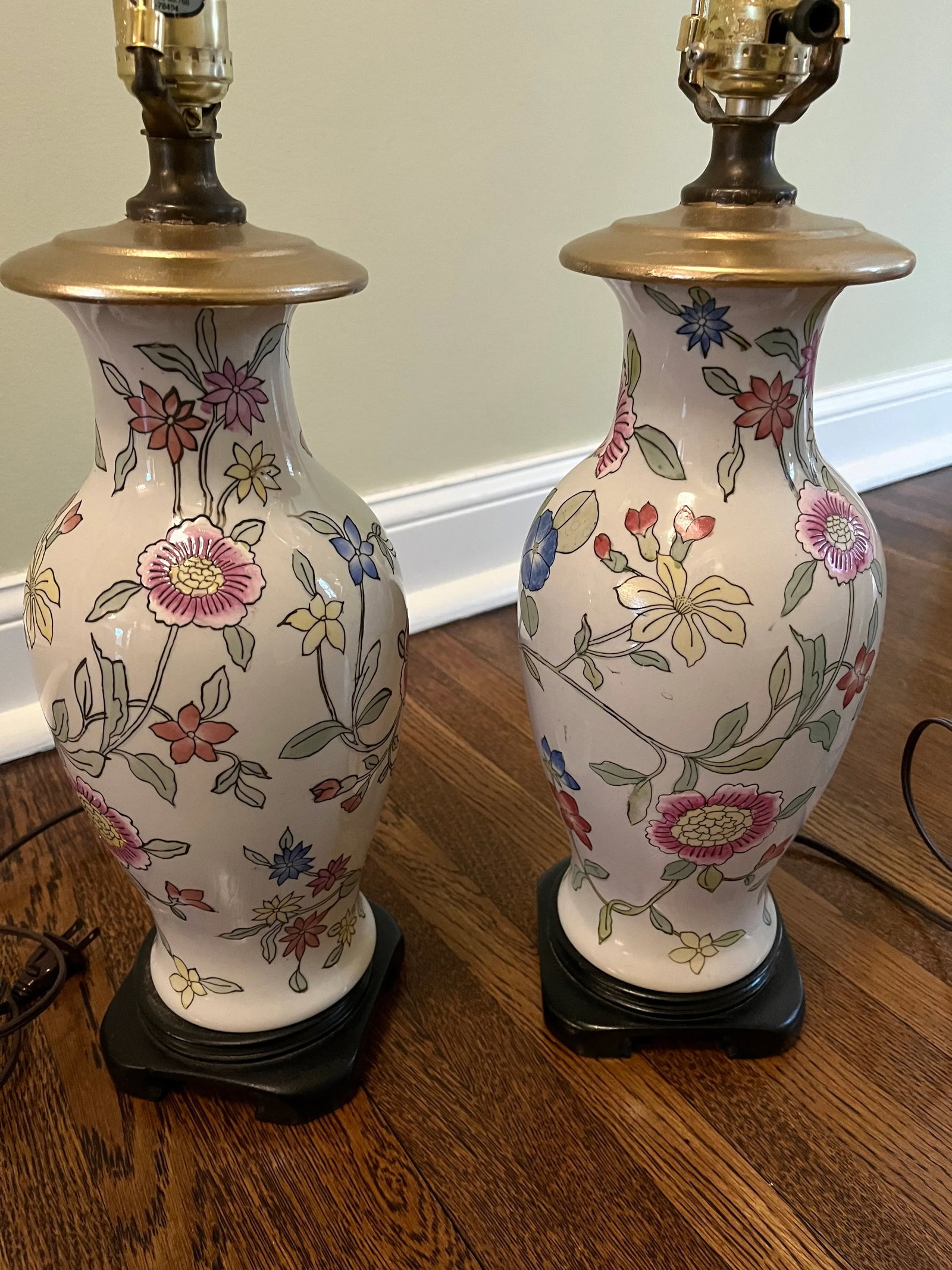 1950s Embossed Floral Table Lamps - a Pair - 3